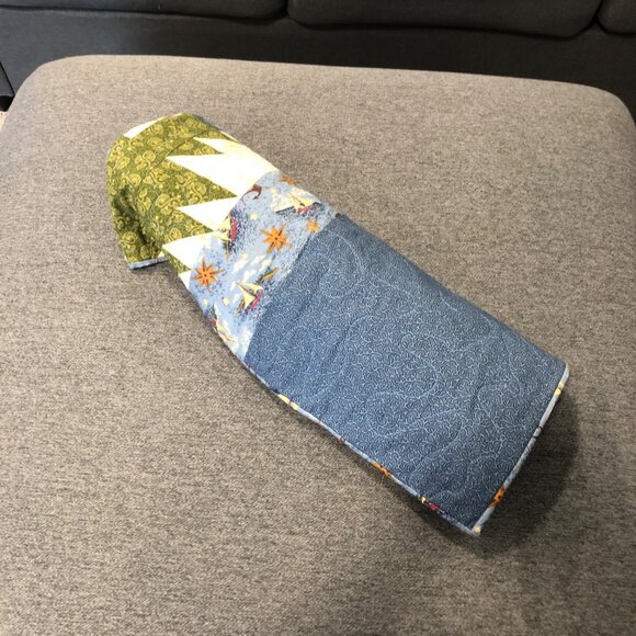 Handcrafted Patchwork Lap Quilt Stars and Trees Design 43x40 - Picture 6 of 6